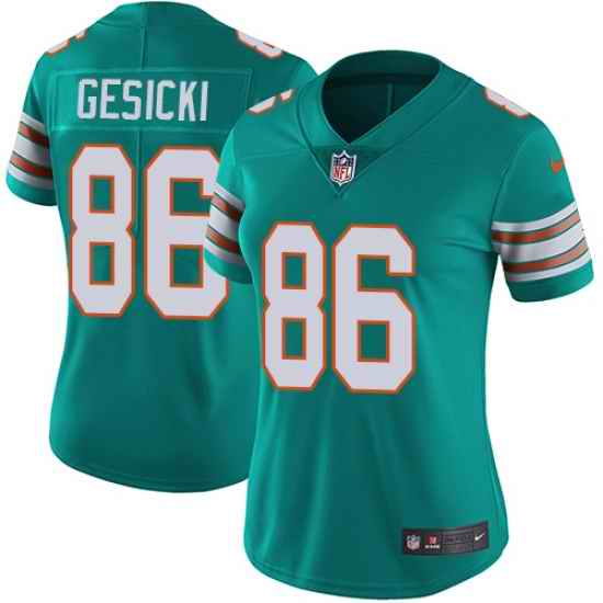 Nike Dolphins #86 Mike Gesicki Aqua Green Alternate Womens Stitched NFL Vapor Untouchable Limited Jersey